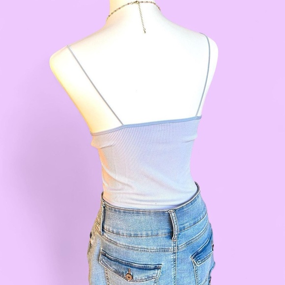 Light Blue Ribbed Tank Top - Picture 4 of 4